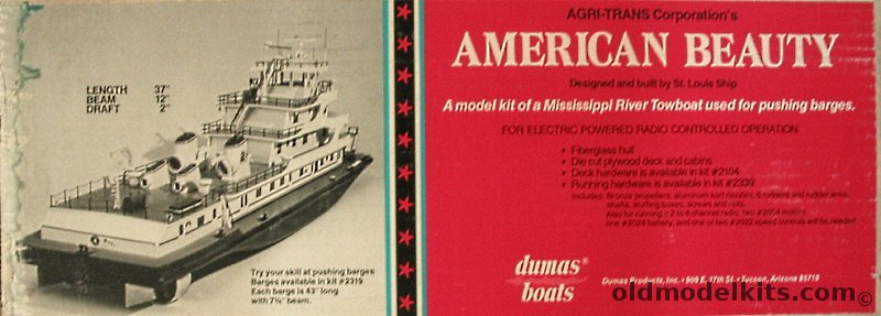 Dumas Agri-Trans American Beauty 37 inch Long Towboat, 1215 plastic model kit